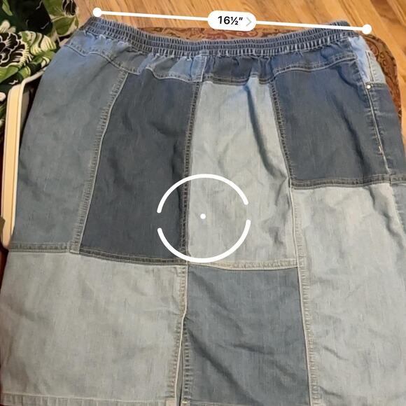 Vintage y2k Blair dark & light blue denim patchwork midi skirt - Picture 6 of 8